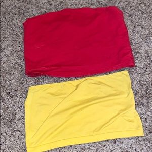 Mustard tube top/ red tube top